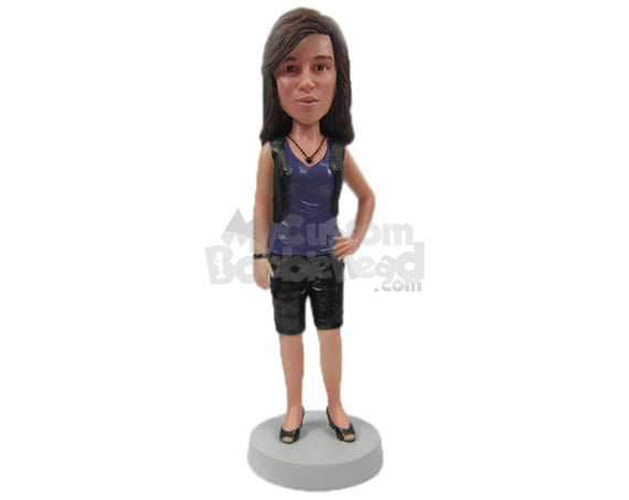 Custom Bobblehead Trendy Girl In Shorts And Stylish Necklace - Leisure & Casual Casual Females Personalized Bobblehead & Cake Topper Custom Bobblehead Trendy Girl In Shorts And Stylish Necklace - Leisure & Casual Casual Females Personalized Bobblehead & Cake Topper